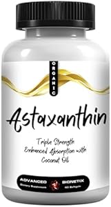 Triple Strength AstaQuil™ Astaxanthin 12mg High Bioavailability Formula, 60 Softgels (Мягкие капсулы) Organic Coconut Oil for Enhanced Absorption. Powerful Antioxidant for Eye, Joint & Heart Health Advanced Bionetix