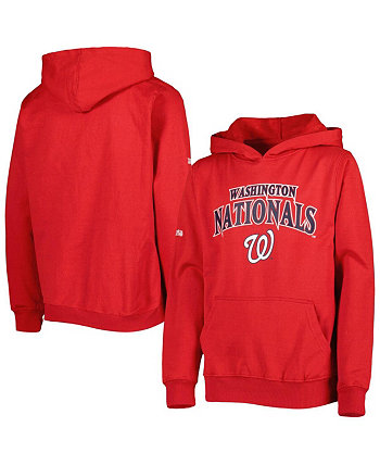 Красный пуловер с капюшоном на груди для мальчиков и девочек Washington Nationals Center Stitches