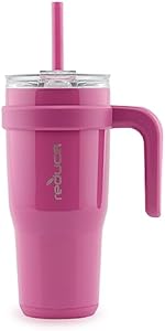 Reduce 24 oz Tumbler with Handle - Vacuum Insulated Stainless Steel Travel Mug with Sip-It-Your-Way Lid and Straw - Keeps Drinks Cold up to 24 Hours - Sweat Proof, Dishwasher Safe - OG Lilac Bud Reduce