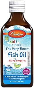 Carlson - Kid's The Very Finest Fish Oil Liquid (Жидкость), 800 mg Omega-3s, Norwegian, Wild-Caught Fish Oil, Omega 3 Liquid for Kids, Sustainably Sourced, Lemon, 200 ml Carlson