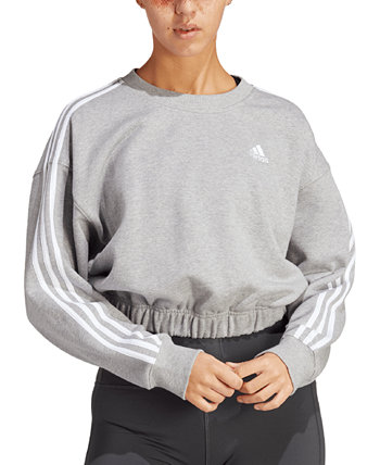 Женский укороченный свитшот с круглым вырезом в три полоски Adidas