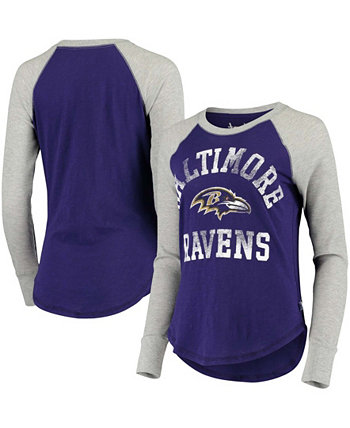 Женская By Alyssa Milano фиолетово-серая вафельная футболка с длинным рукавом реглан Baltimore Ravens Touch