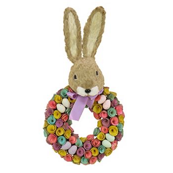 National Tree Company Colorful Eggs Easter Bunny Head Wreath National Tree Company