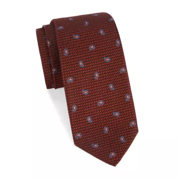 Текстурированный шелковый галстук с пейсли ISAIA