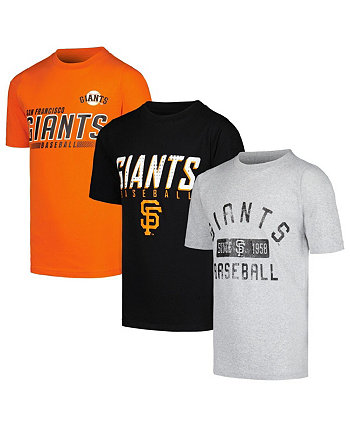 Комплект из трех футболок с потертостями Big Boys Heather серого, оранжевого и черного цвета San Francisco Giants Stitches