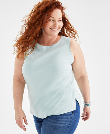 Plus Size Boat-Neck Knit Tank Top, Created for Macy's Style & Co