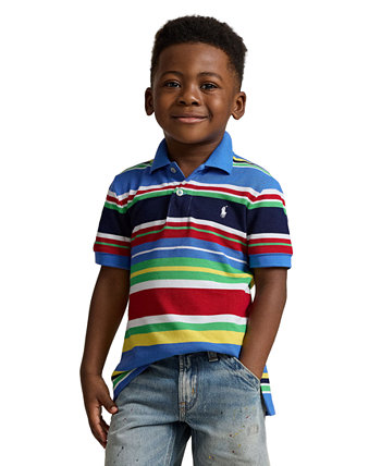 Рубашка-поло из хлопковой сетки в полоску для малышей и маленьких мальчиков Polo Ralph Lauren