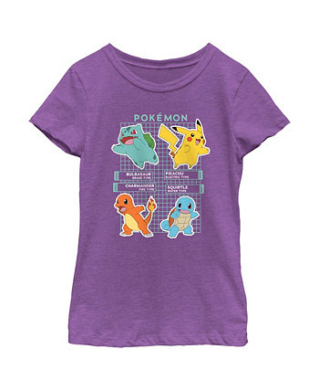 Girl's Pokemon Starters Grid Pokedex  Child T-Shirt Nintendo