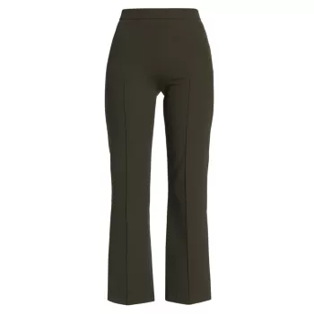 Pintuck Pull-On Crop Flared Pants Vince