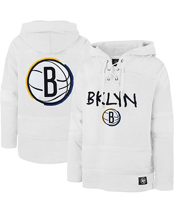Мужской белый пуловер с капюшоном Brooklyn Nets 2022/23 Pregame MVP Lacer — City Edition '47 Brand