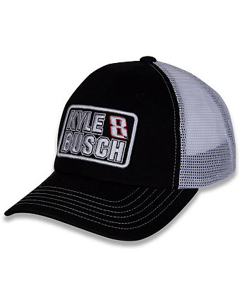 Женская черно-белая регулируемая шляпа с именем и номером Kyle Busch Checkered Flag Sports