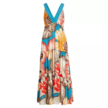 Ярусное платье макси Descanso с цветочным принтом LE SUPERBE