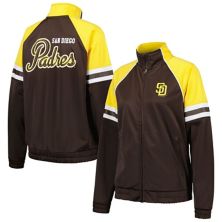 Women's G-III 4Her by Carl Banks Brown San Diego Padres First Place Raglan Full-Zip Track Jacket In The Style
