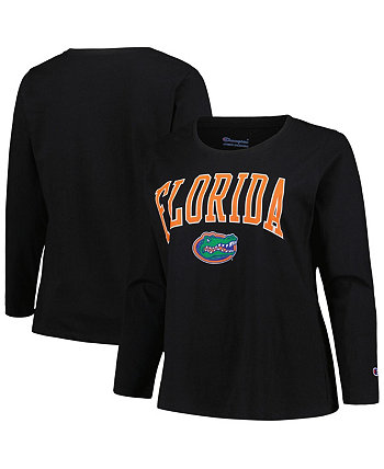 Женская черная футболка с круглым вырезом и длинными рукавами с круглым вырезом и логотипом Florida Gators большого размера Profile