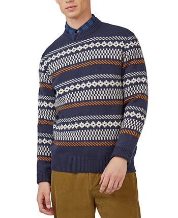Мужской свитер крупной вязки с круглым вырезом и длинными рукавами с жаккардовым узором Ben Sherman
