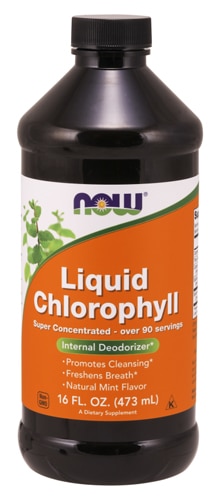 Жидкий хлорофилл с натуральным мятным вкусом - 473 мл - NOW Foods NOW Foods
