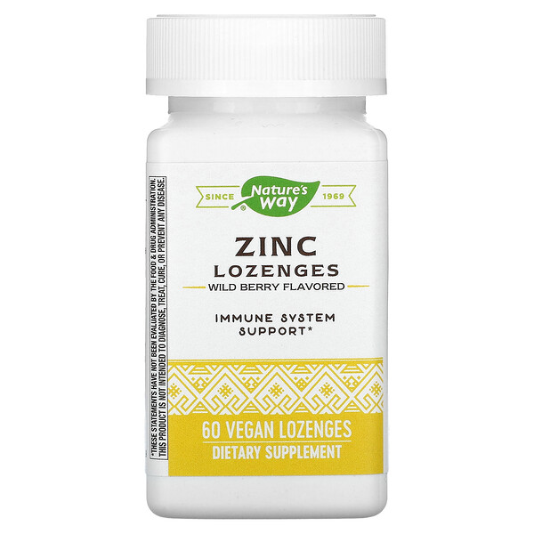 Zinc Lozenges, со вкусом лесных ягод, 60 веганских леденцов Nature's Way