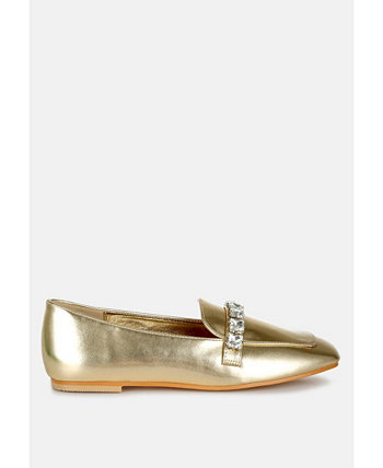 Celosia Metallic Diamante Strap Loafers Rag & Co