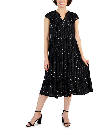 Женское блестящее платье миди с оборками и принтом, созданное для Macy's Style & Co