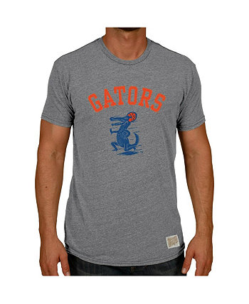 Men's Heather Gray Florida Gators Vintage-Like Football Gator Tri-Blend T-shirt Original Retro Brand