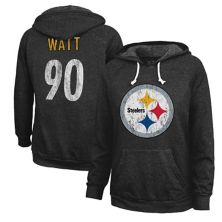Женские нитки Majestic T.J. Черный пуловер с капюшоном Watt Pittsburgh Steelers Name & Number Majestic