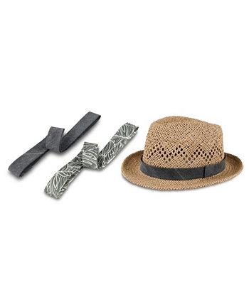 Мужская складная шляпа-федора открытого плетения с двумя сменными ремешками Levi's®