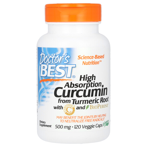 Высокоусвояемый Куркумин - 1000 мг - 120 растительных капсул - Doctor's Best Doctor's Best