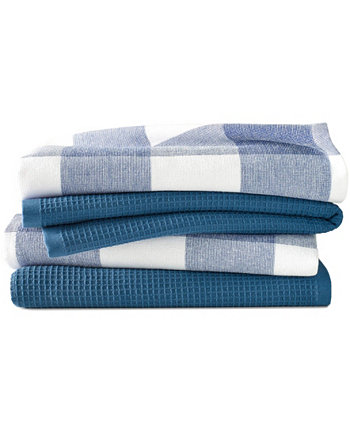 Кухонное полотенце вафельной ткани в клетку Jackson, набор из 4 шт. Blue Loom