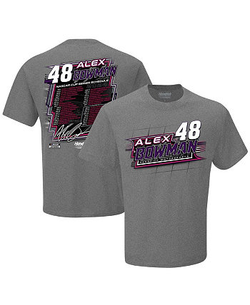 Мужская серая футболка с расписанием Кубка NASCAR 2024 Alex Bowman Hendrick Motorsports Team Collection