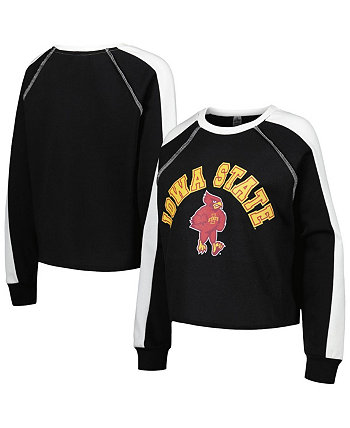 Женский укороченный пуловер с надписью Iowa State Cyclones Blindside реглан черного цвета Gameday Couture