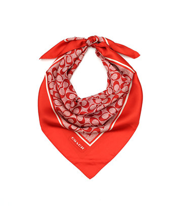 Женский шелковый квадратный шарф в винтажном стиле с фирменным принтом COACH