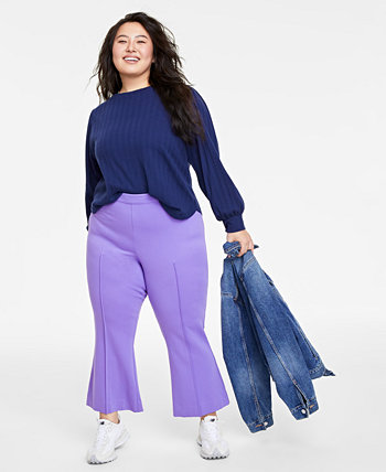 Trendy Plus Size Ponté Kick-Flare Ankle Pants, Regular and Short Length, Created for Macy's On 34th