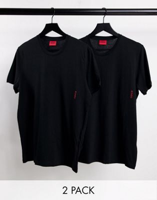 Комплект из 2 футболок HUGO Bodywear черного цвета с вертикальным логотипом сбоку HUGO Bodywear