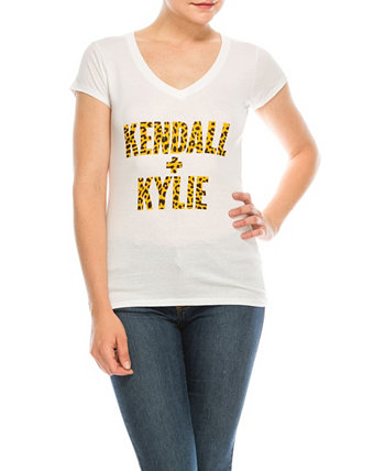Футболка с V-образным вырезом и короткими рукавами KENDALL + KYLIE