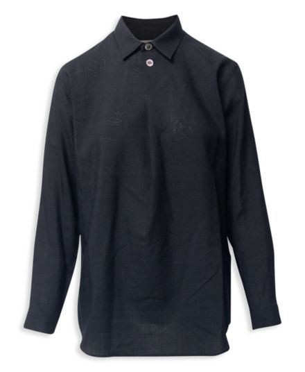 Yohji Yamamoto Collared Shirt In Black Wool Yohji Yamamoto