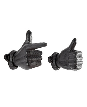 Чугунный набор крючков для настенного крепления "Thumbs Up Pointing Finger" из двух частей Danya B