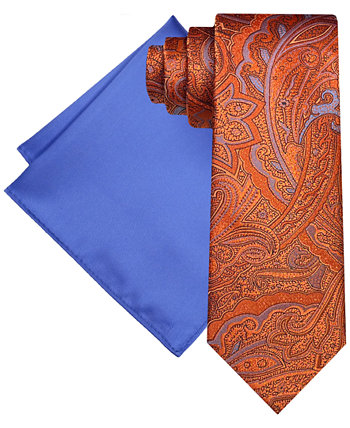 Мужской комплект с галстуком и однотонным нагрудным платком с узором пейсли Steve Harvey