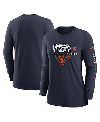 Женская темно-синяя футболка с длинным рукавом Chicago Bears Prime Split Nike