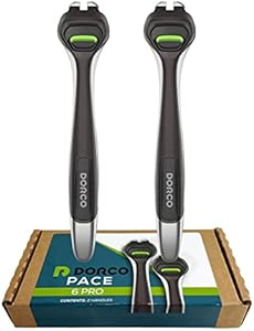 Dorco Pace 6 Pro - Six Blade Razor System with Trimmer - 2 Replacement Handles (Handles Only) Dorco