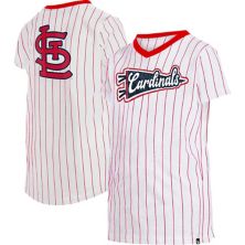 Молодежная футболка New Era White St. Louis Cardinals в тонкую полоску с v-образным вырезом для девочек New Era