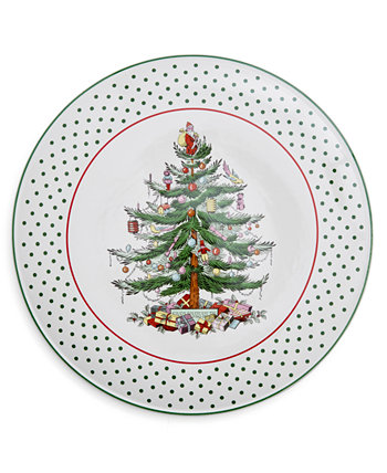 Фаянсовая тарелка для торта в горошек «Рождественская елка» Spode
