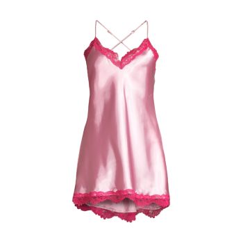 Felicity Lace-Trimmed Satin Chemise In Bloom