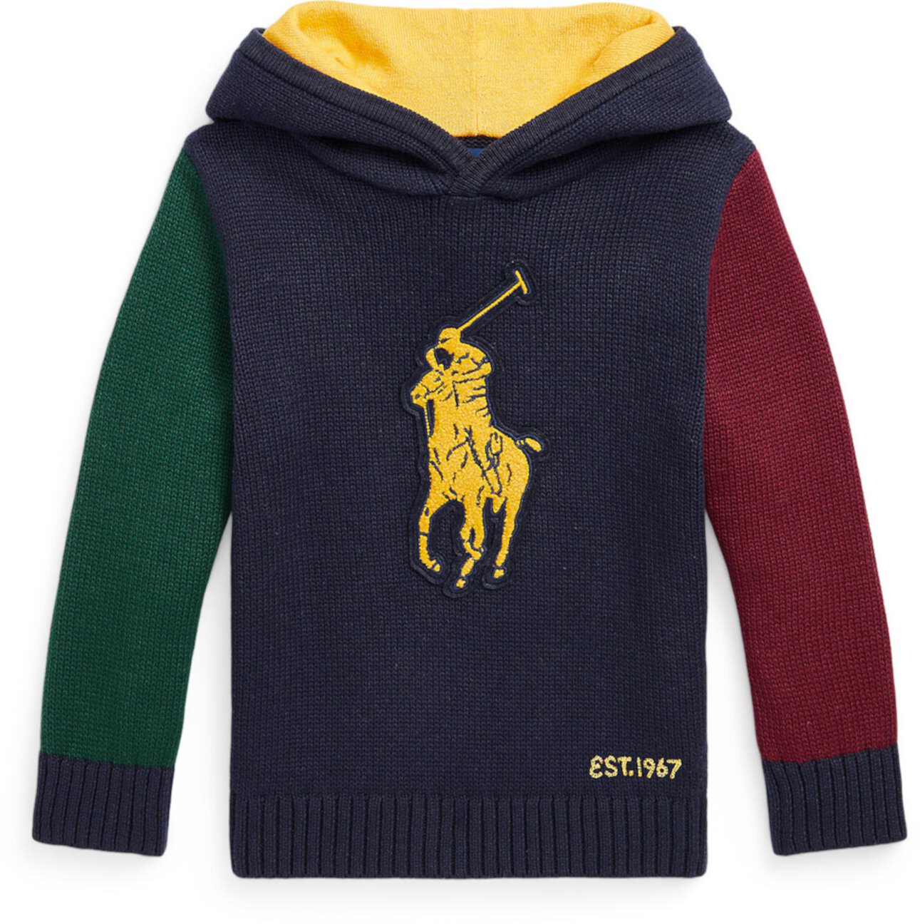 Хлопковый свитер с капюшоном Big Pony (для малышей) Polo Ralph Lauren