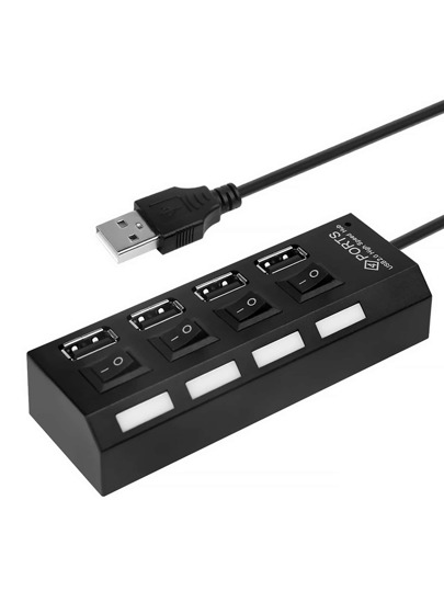 Разветвитель USB-концентратора с 4 портами с индивидуальным переключателем SHEIN