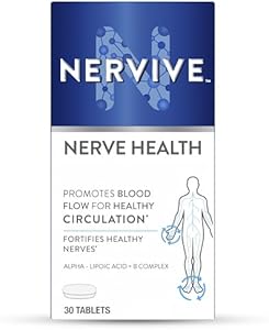 Nervive Nerve Health, with Alpha Lipoic Acid, to Fortify Nerve Health and Function in Fingers, Hands, Toes, & Feet*, ALA, Vitamins B12, B6, & B1, 30 Tablets (Таблетки) (Packaging May Vary) Nervive