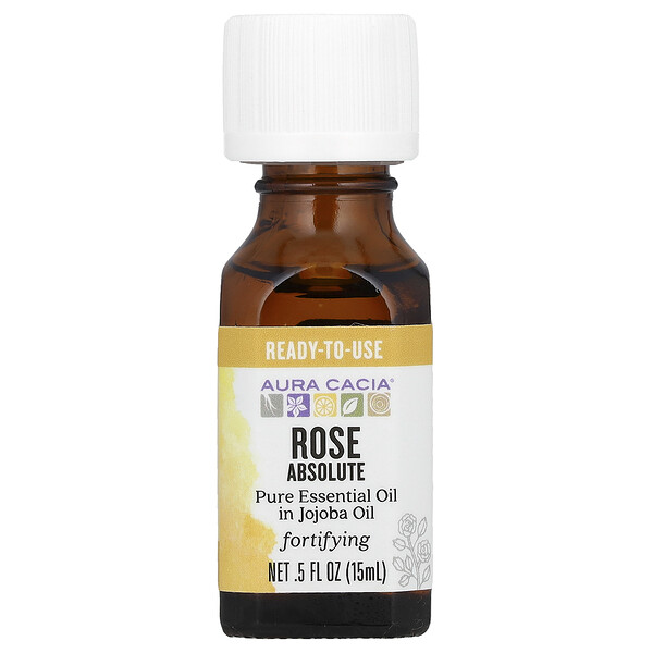 Чистое эфирное масло, абсолют розы, 0,5 ж. унц. (15 мл) Aura Cacia