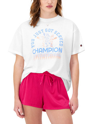 Женская футболка свободного кроя с круглым вырезом и рисунком Champion