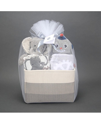 Gray 5-Piece Baby Gift Basket for Baby Shower/Newborn Welcome Home Lambs & Ivy