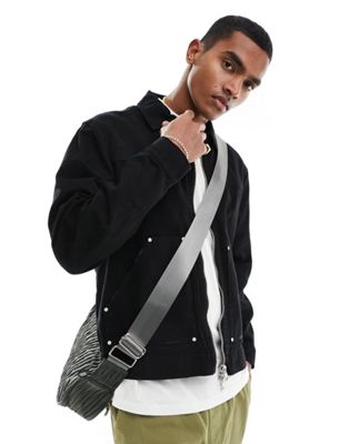 The Couture Club twill carpenter jacket in black The Couture Club