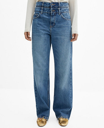 Женские прямые джинсы с двойной талией MANGO